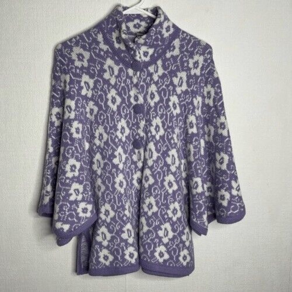 NWOT Lucy Iburg 3 Button Short Poncho Cardigan Women One Size Alpaca/Acrylic